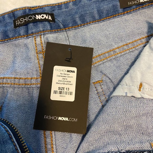 SOLD Fashion Nova No Sensor Distressed Denim Jean SZ 13 - Picture 12 of 13